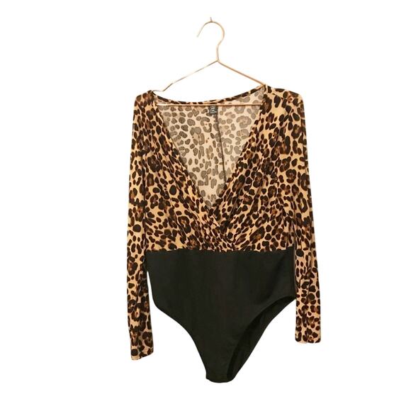 Shein Plus Size 1XL Animal Print V-Neck Bodysuit - Picture 1 of 6